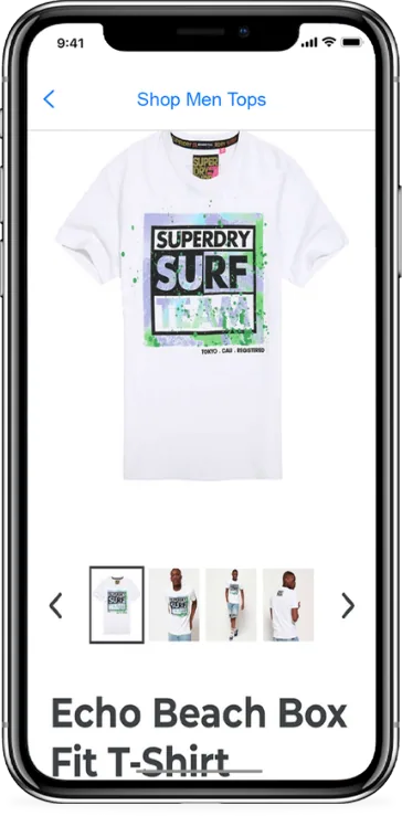 Shopping cart feature shown in a live client app