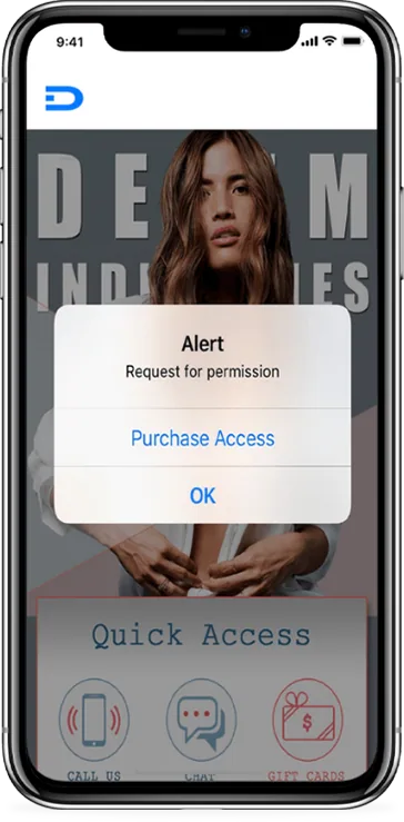 Paid membership feature shown in a live client app