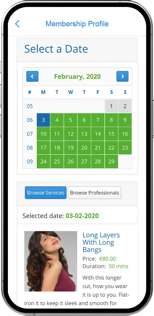 Live client app screen